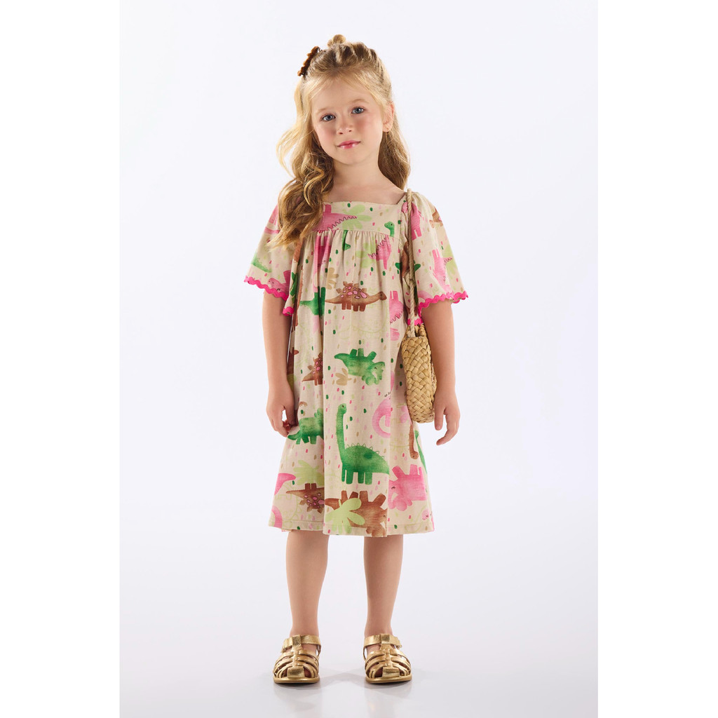Vestido Infantil em Algodão e Linho Up Baby