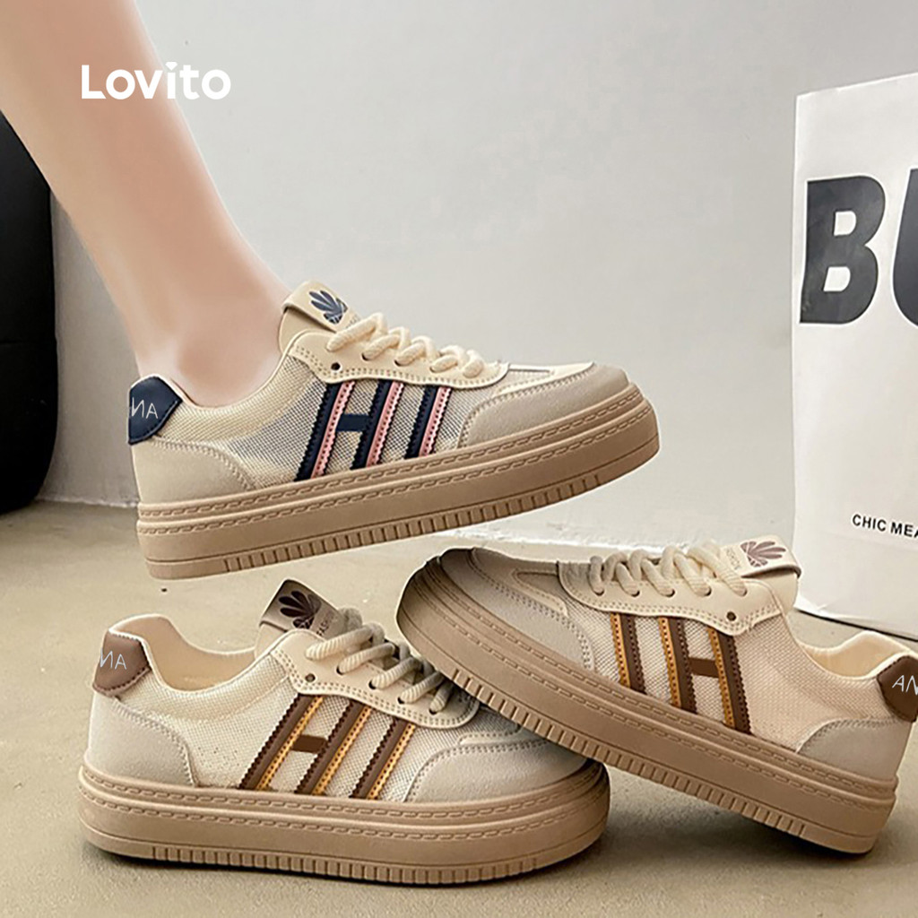 Lovito Tênis Casuais com Sola Grossa Clássico e Versátil para Todas As Estações Tênis azul LFA85018 em Oferta na Shopee