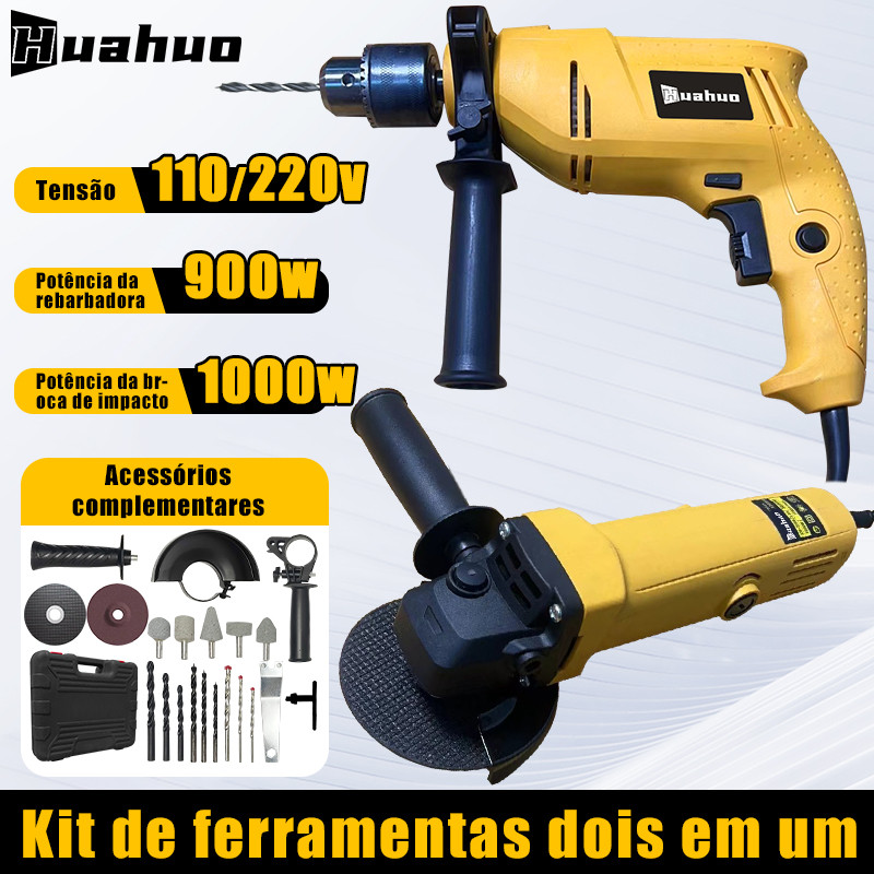 Kit Esmerilhadeira Furadeira 1000w E Esmerilhadeira 900w 220v/110v em Oferta na Shopee