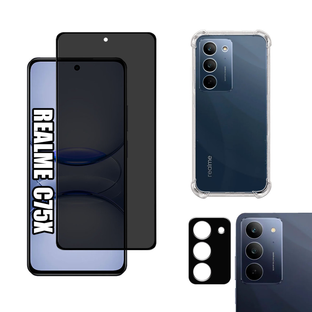 KIT Para Realme C75X - Película de Privacidade 3D - Capa - Câmera