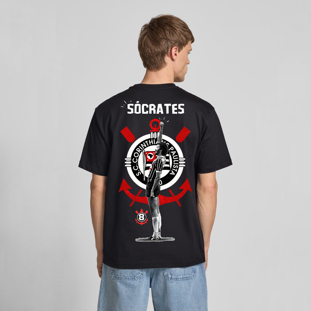 Camiseta Sócrates Democracia Camisa Exclusiva Unissex Frente e Verso Torcedor CP A Pronta Entrega