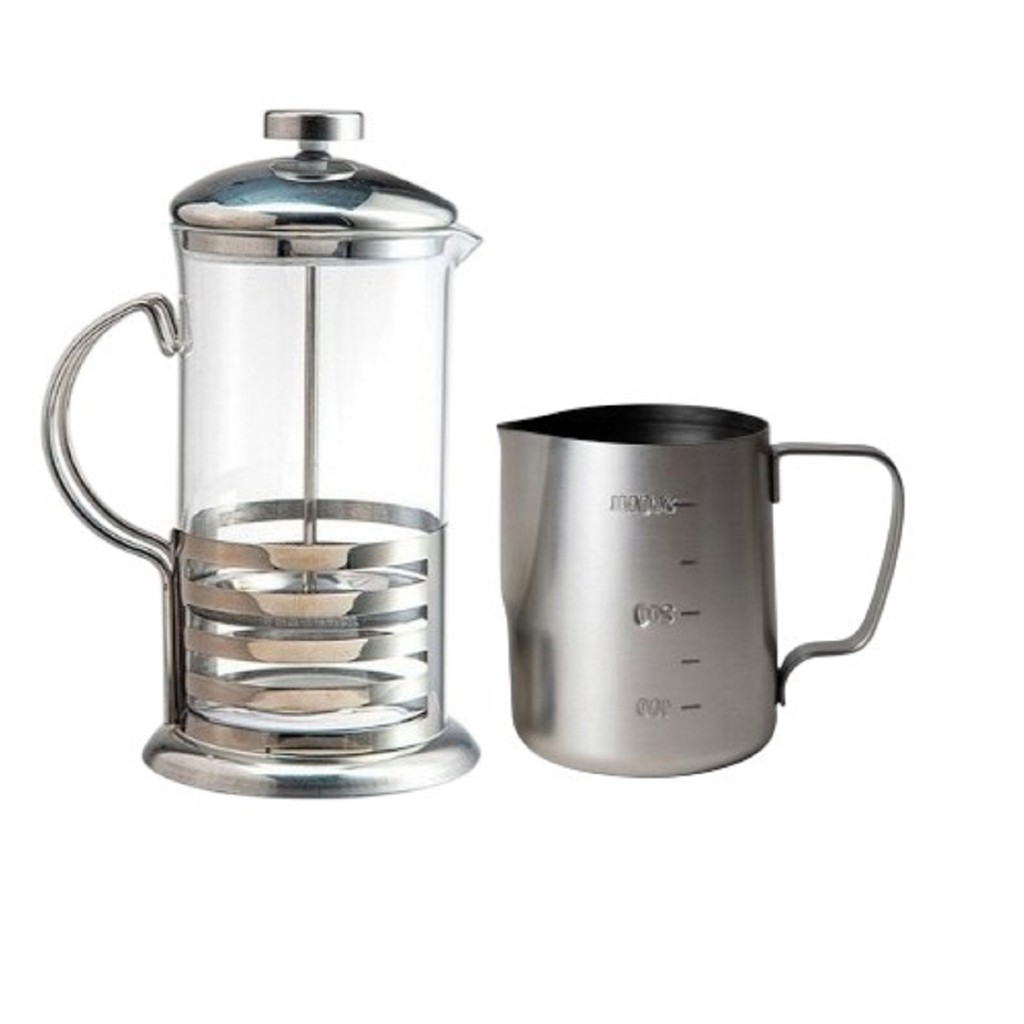 Kit Cafeteria Francesa 350ml + Leiteira Barista Inox 350ml