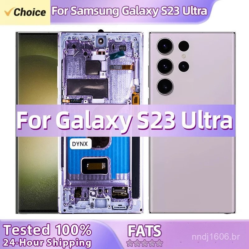 Compatível com tela de toque LCD do Samsung Galaxy S23 Ultra, peça de reposição 