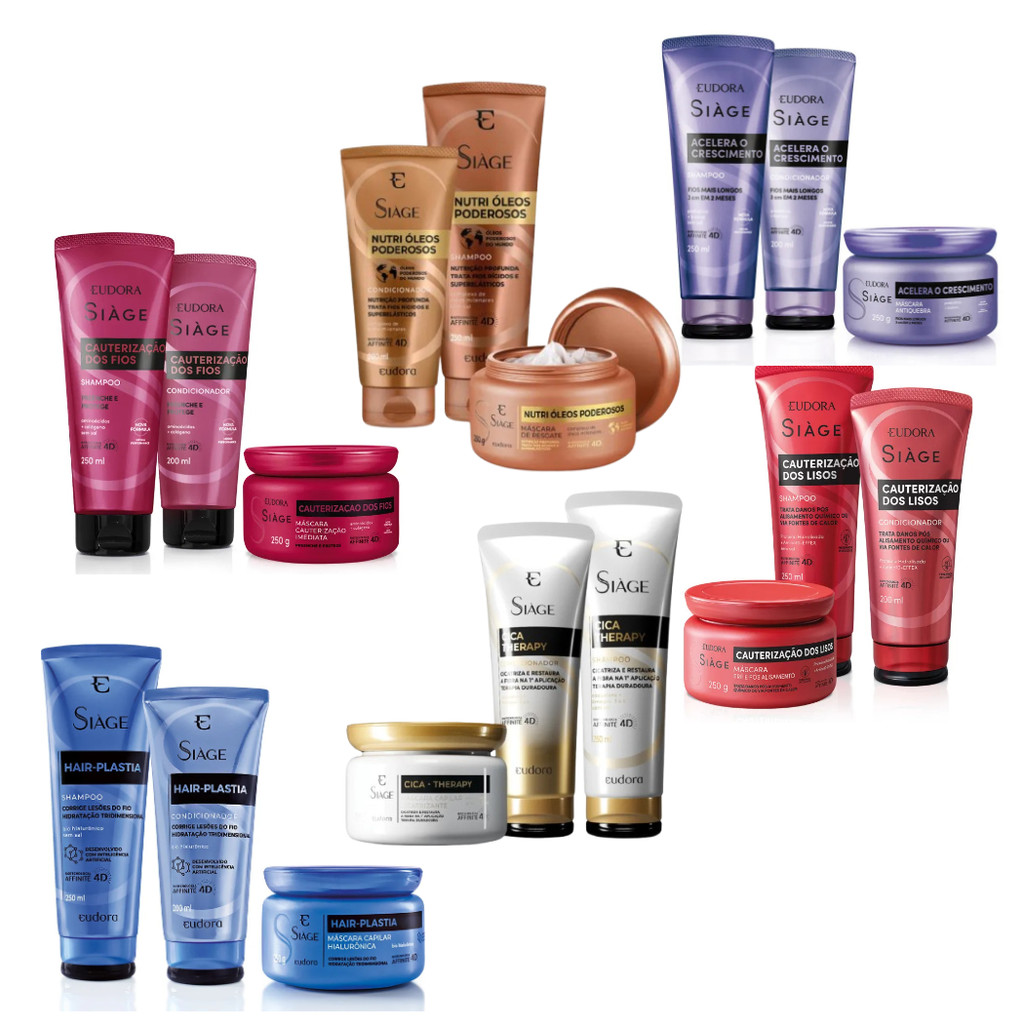 EUDORA SIAGE SHAMPOO + CONDICIONADOR + MASCARA - Escolha seu Combo