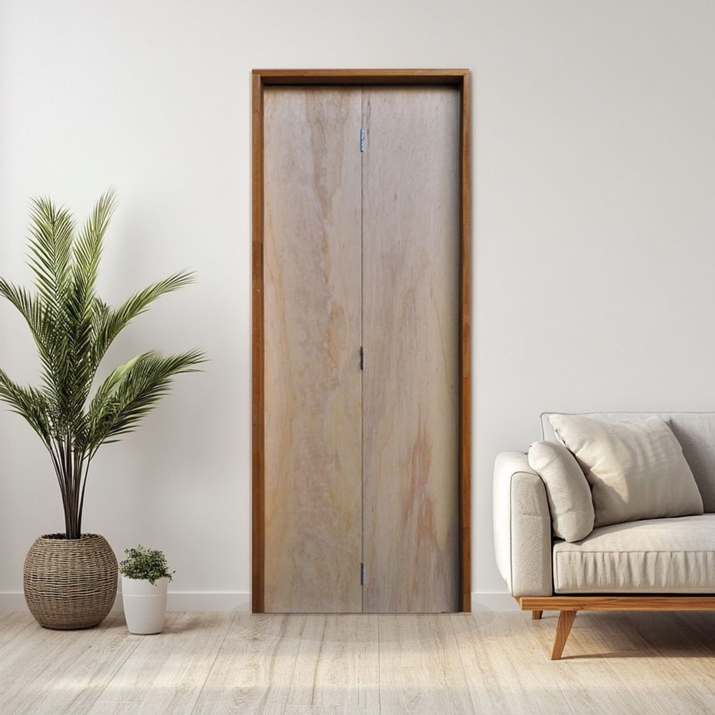 Kit Porta de Madeira Camarão 210x82cm Batente 11cm Rodam Abertura Direita