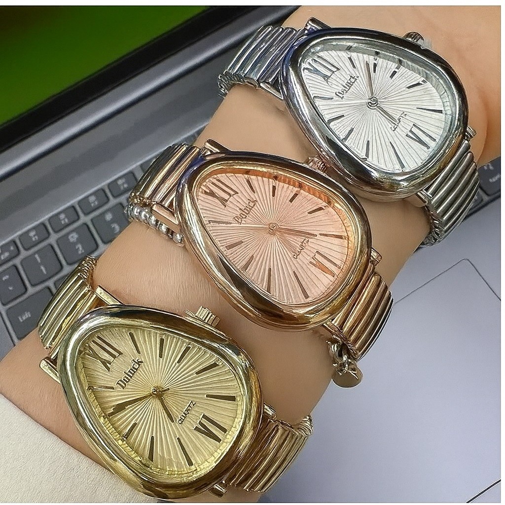 Relógio De Cobra Feminino Com Inspiração Pulseira Elástico Feminina Quartz Prata Rose e Ouro