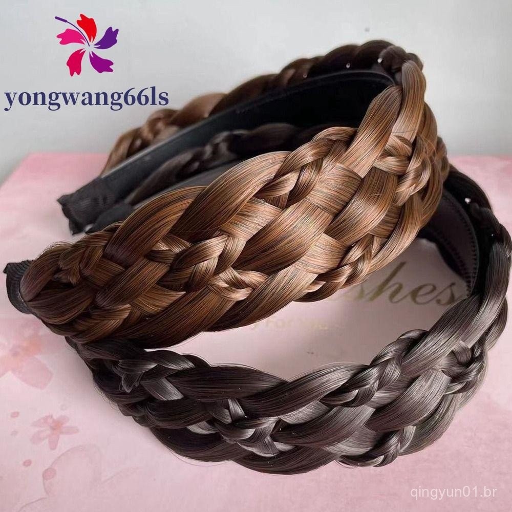 YONGWANG Estilo Coreano Headwear Espinha De Peixe Trança Torção Trançada Aba Larga Antiderrapante Feminino Hairbands em Oferta na Shopee