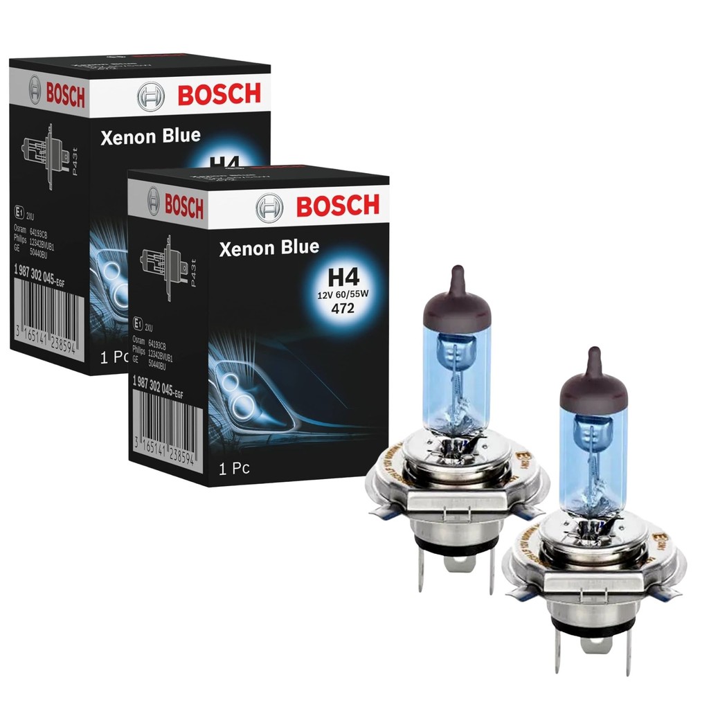 PAR DE LÂMPADA BOSCH ORIGINAL XENON BLUE H4 60/55W 12V FAROL ALTO BAIXO E NEBLINA