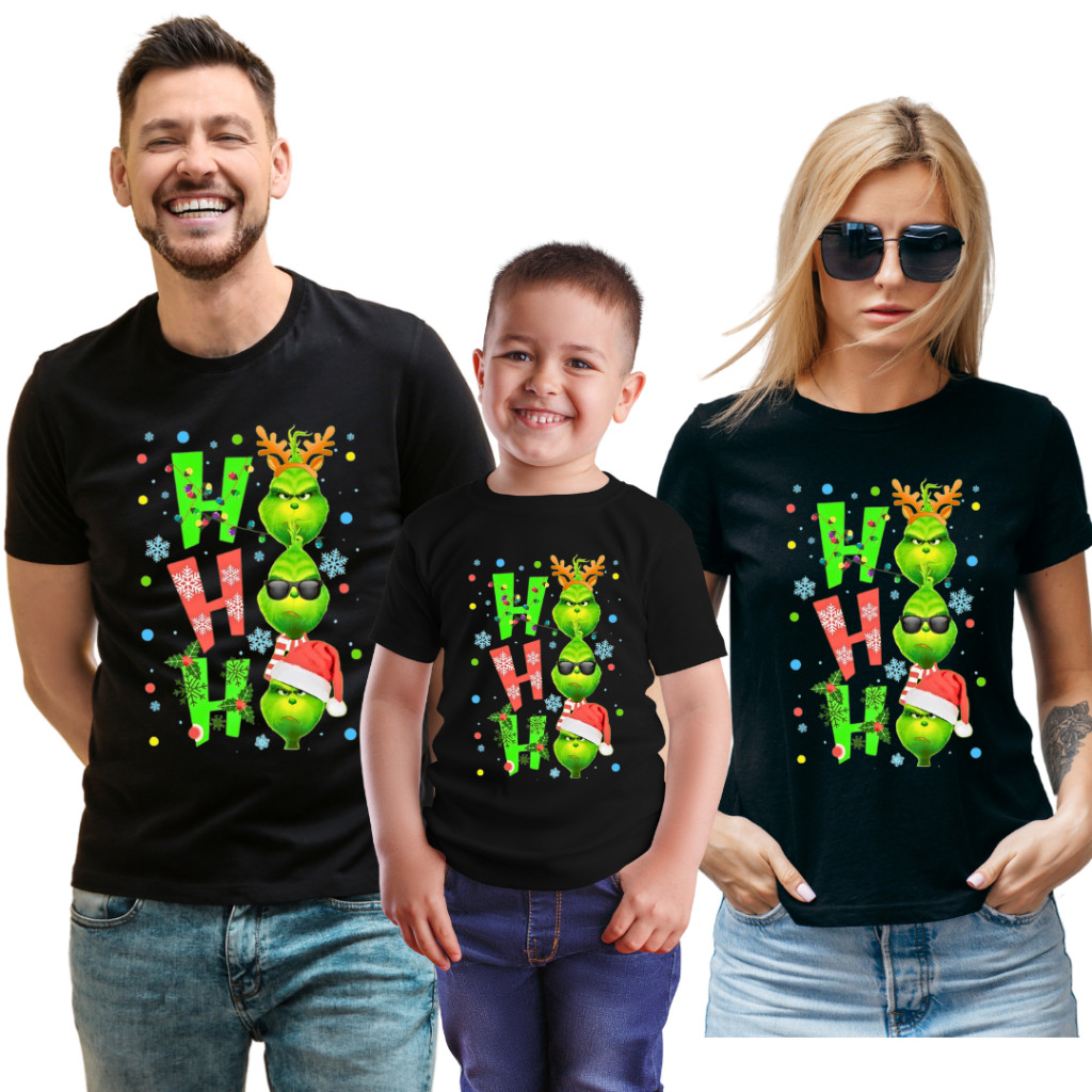 informar o tamanho infantil no ato da compra Camiseta Camisa Kit 3 Camisetas Familia Espirito Natalino ho ho ho