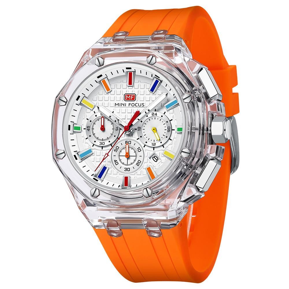 Relógio Octogonal Da Moda Masculina-De Pulso De Quartzo Multifuncional Com Caixa Transparente Ultraleve , Luxo Casual À