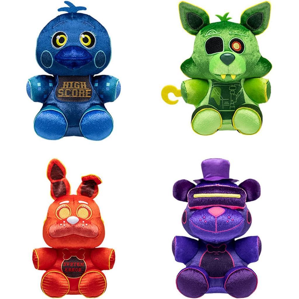 Conjunto de 4 Pelúcias Funko FNAF - Five Nights at Freddy's - High Score Chica, Radioactive Foxy, System Error Bonnie e