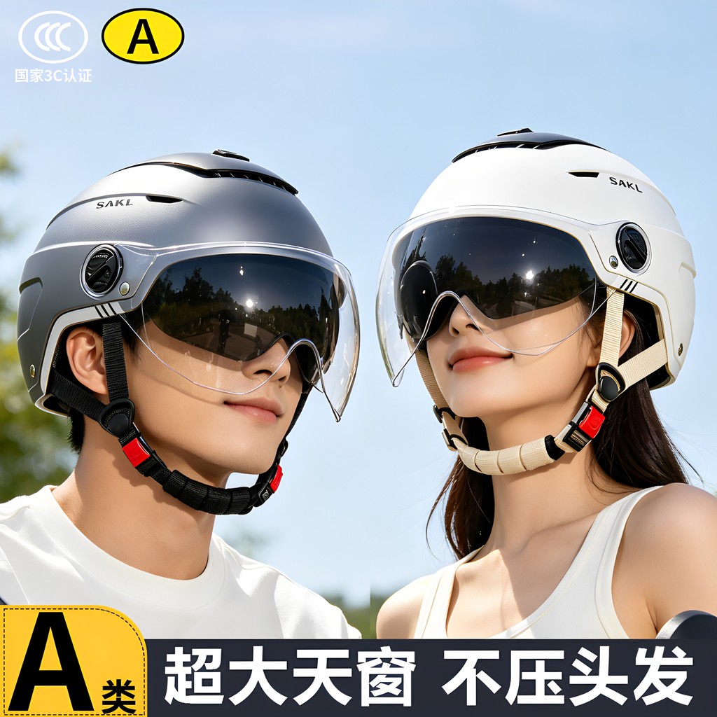Capacete de veículo elétrico para motocicleta, masculino e feminino, protetor solar de verão de alto valor, respirável, 