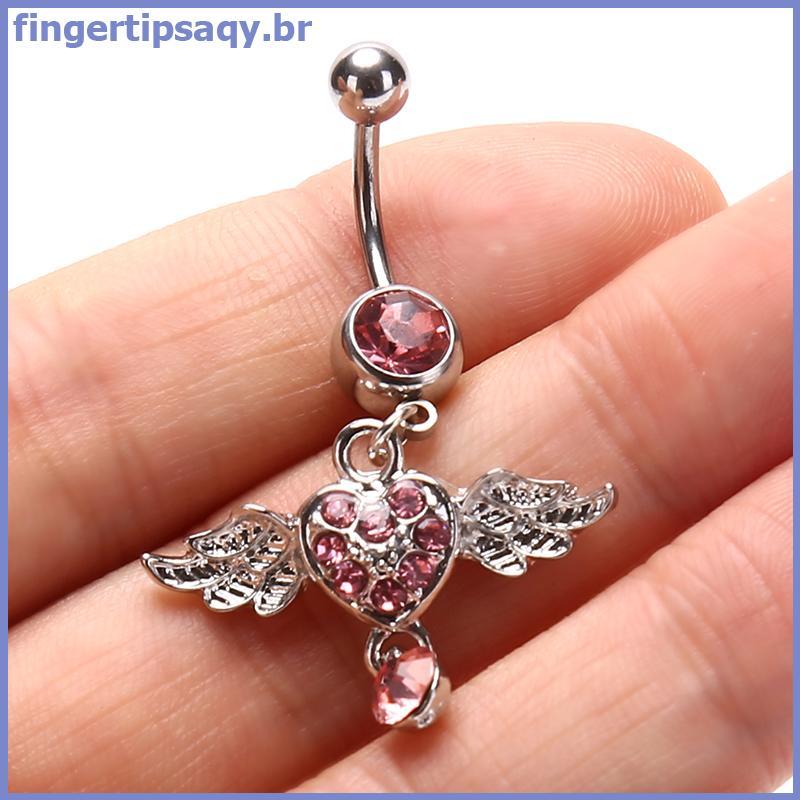 FINGE Moda Feminina Piercing Cristal Coração Asa Barriga Umbigo Anel Pendurado Joias Corporais ,