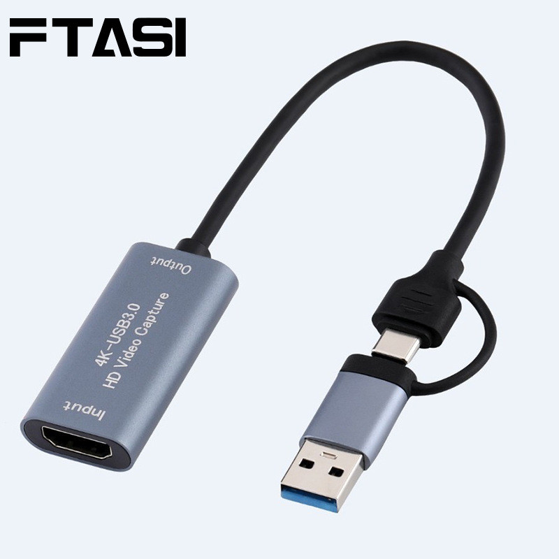 Placa de captura de vídeo HDMI para transmissão ao vivo, adaptador USB de câmera de alta definição tipo-C compatível com