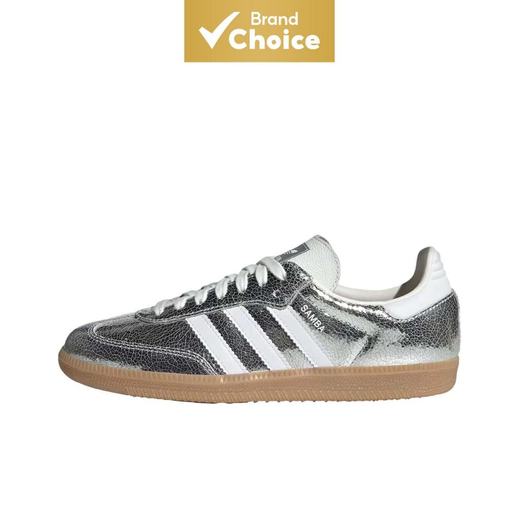 Adidas Originals Samba Og Couro Tênis De Cano Baixo Prateado Para Homens E Mulheres