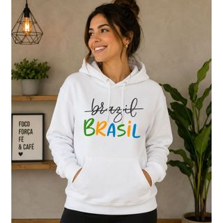 Moletom Unissex Modelo Canguru Streetwear Brasil Lifestyle Fashion Manga Longa Com Capuz e Bolso Premium Confort