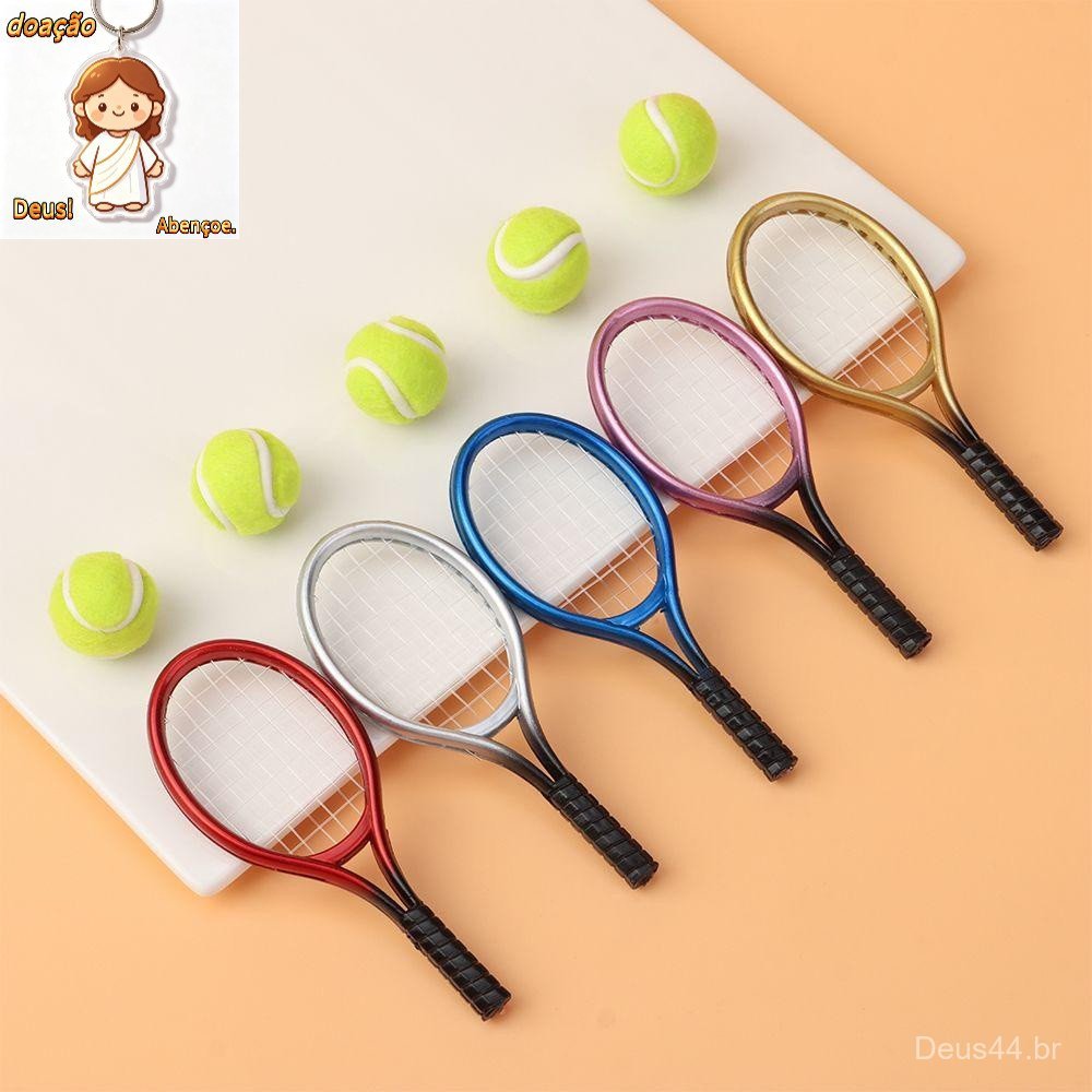 SUBEI 1 Conjunto Miniatura De Raquete De Tênis De Boneca De Plástico Acessório Mini & Bola