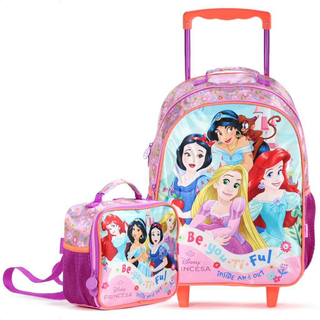 KIT Mochila Com Rodas Escolar + Lancheira Xeryus Princesas da Disney…