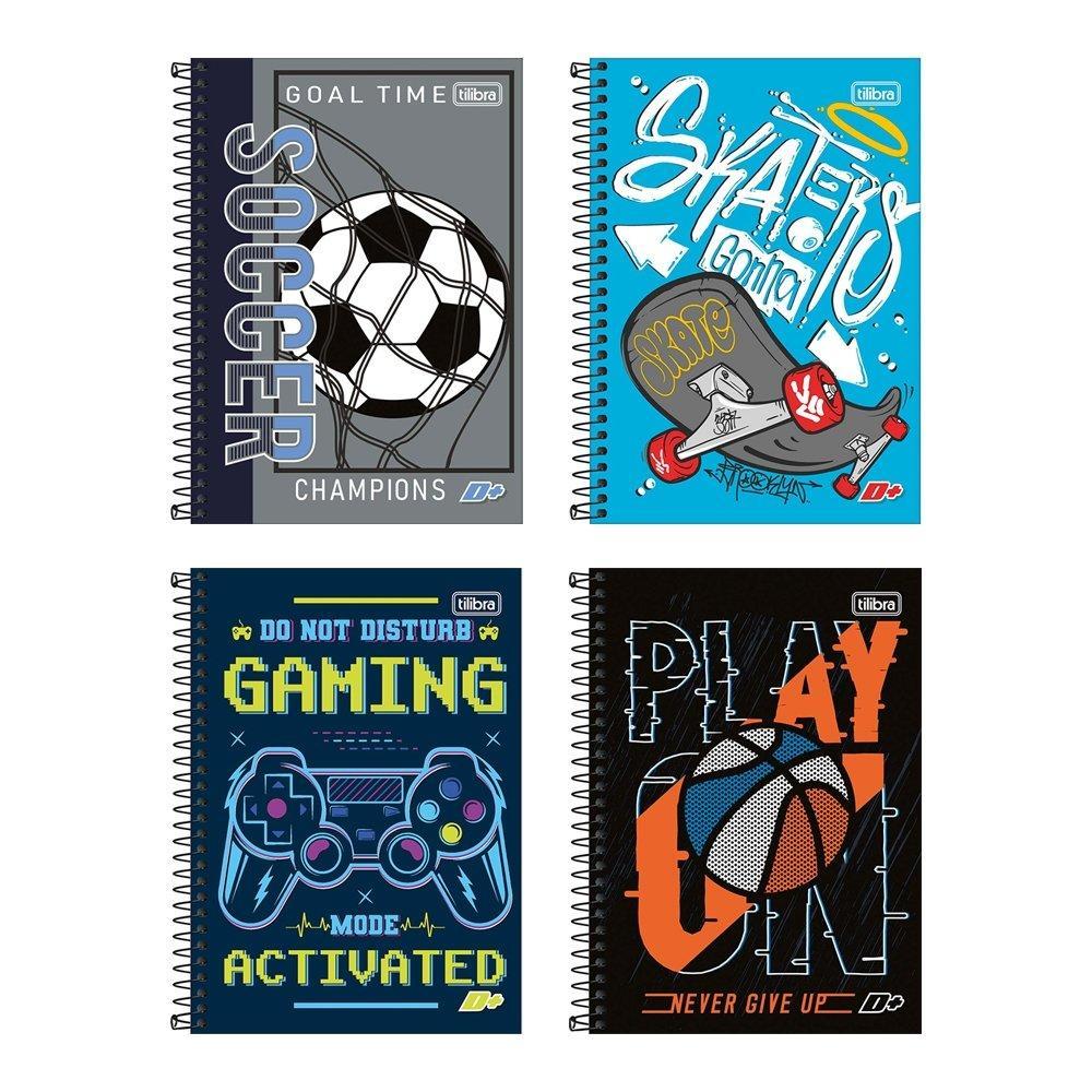 Caderno Espiral Tilibra 1/4 Capa Dura Mais+ 96 Folhas - Embalagem com 4 Unidades (Sortidos)