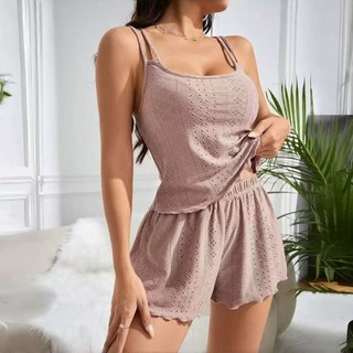Senhoras pijamas conjunto Jacquard oco loungewear moda feminina Casual estilingue Shorts senhoras loungewear conjunto