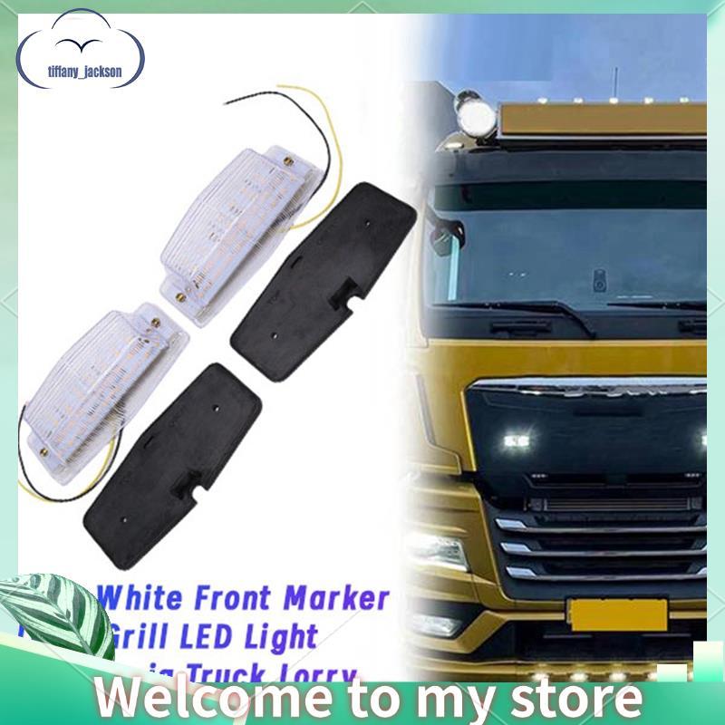 Grade De Lâmpada Marcadora Frontal LED , 2 Peças , Branco , Retrô , Para Caminhão , Frente , Queimador Duplo , Estilo Lu