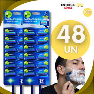 Barbeador Descartável Gilete Com 2 Lâminas Fita Lubrificante Barbear Suave