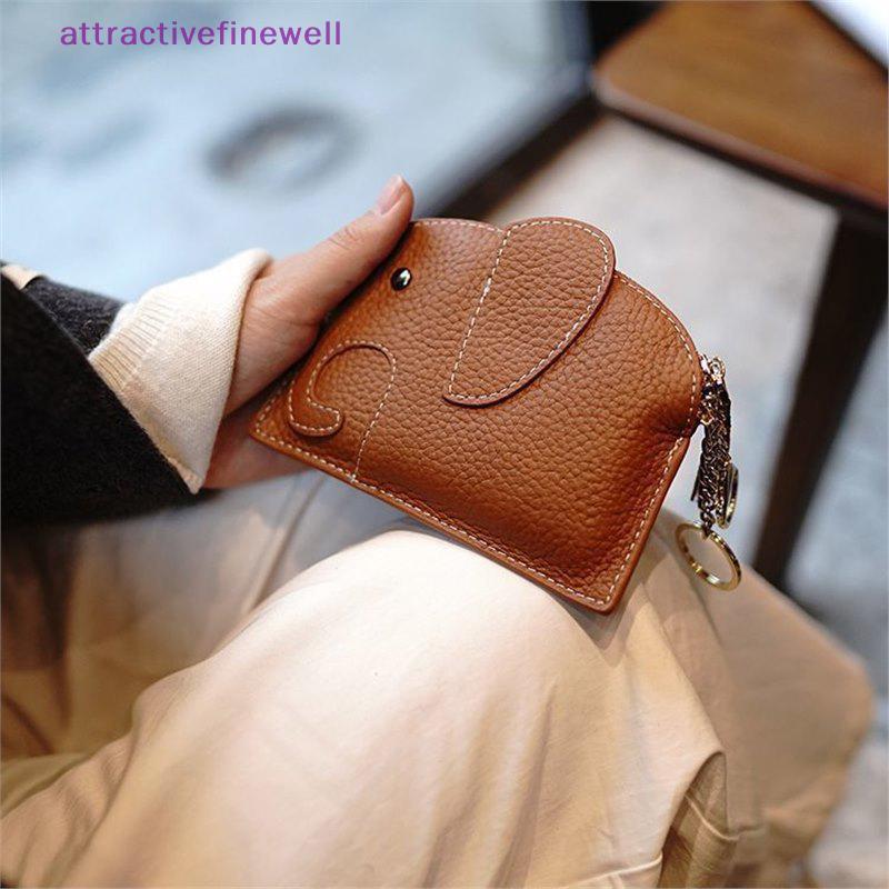 AWBR Bolsa De Dinheiro De Elefante De Couro PU , Moedas Feminina Com Chaveiro Armazenamento Multifuncional Zíper , Capa