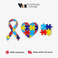 Vnox 3 Peças Autismo Pin Colorido Tea Quebra-Cabeça Fita Broche Crachá Para Roupas Mochila Crianças Adolescentes Adultos