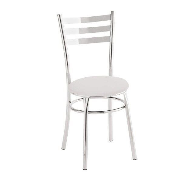 Cadeira para Cozinha Assento Estofado 404 Branco/Cromado Cromado/Branco