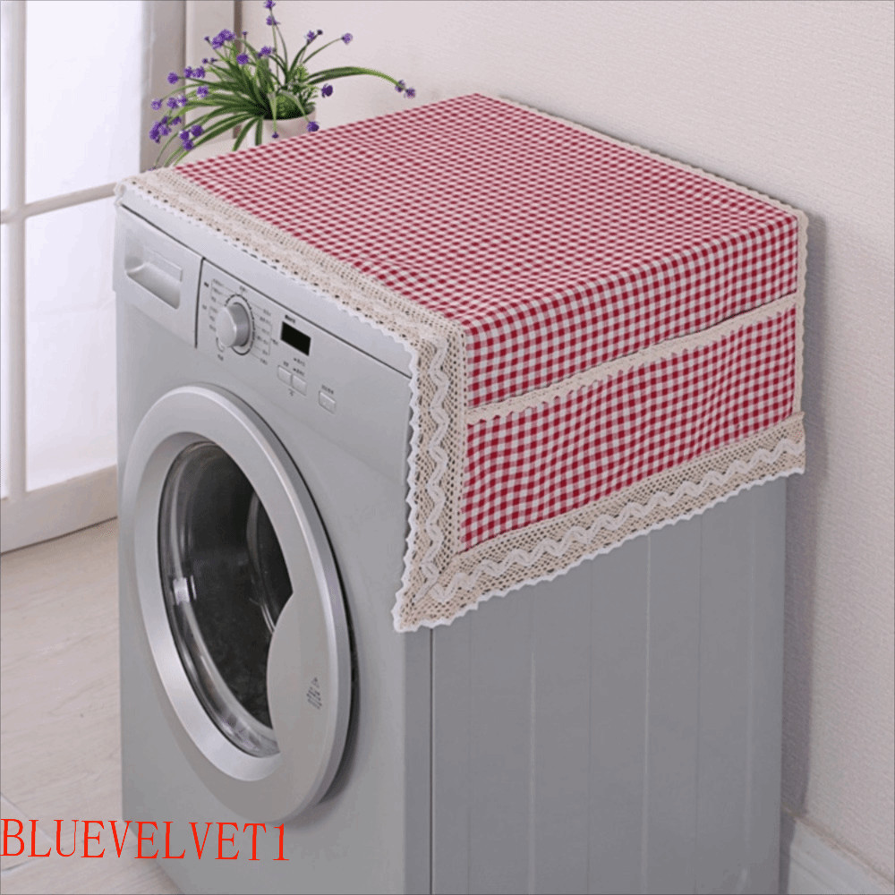 BLUEVELVET1 Pano De Geladeira Para Porta Francesa , Com Capa Contra Poeira De Linho De Algodão De Bolso , Acabamento Em