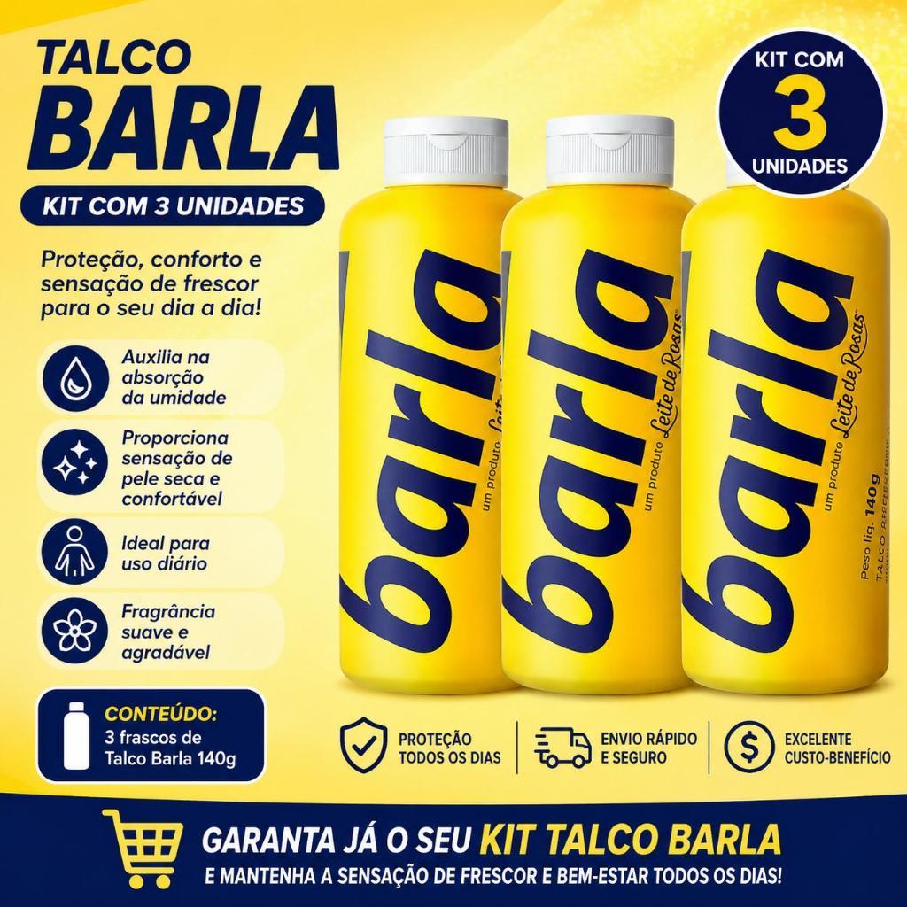 Talco  Barla 140 gr  Antisséptico  Proteção e Frescor