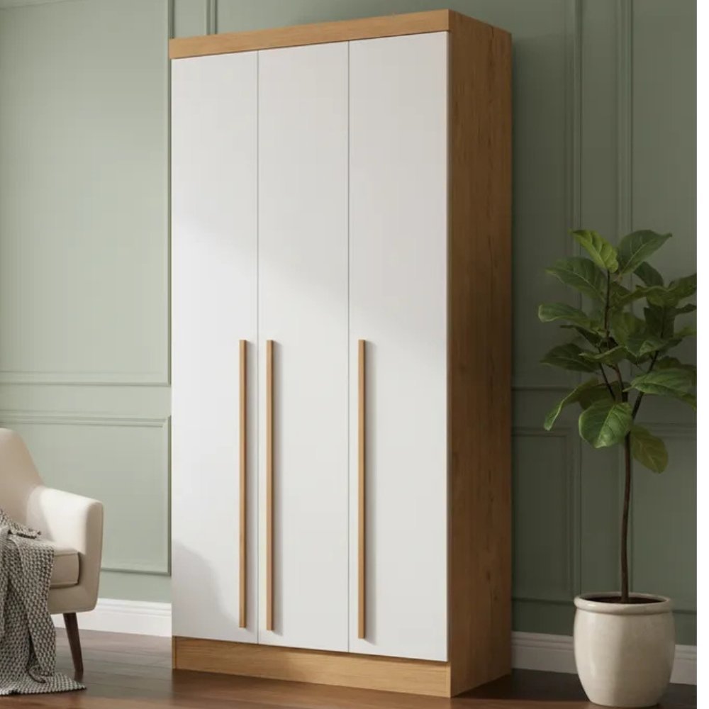 Guarda-Roupa Modulado 3 Portas 2 Gavetas Infinity Marrom/Cedro/Branco Line Cedro/Branco Line