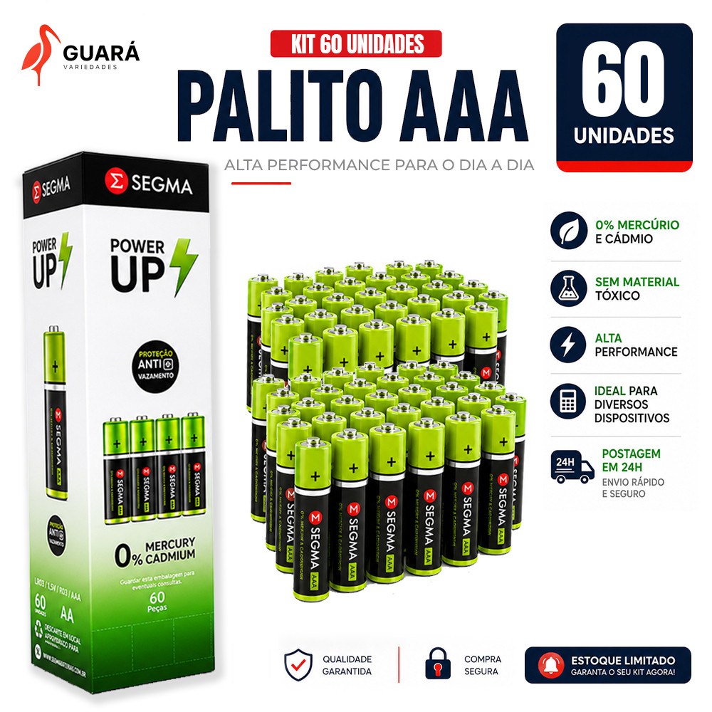 Kit 60x GOLDENUTRA Palito Tipo Fina 3A AAA Balança Gadget Eletrônico Envio Express