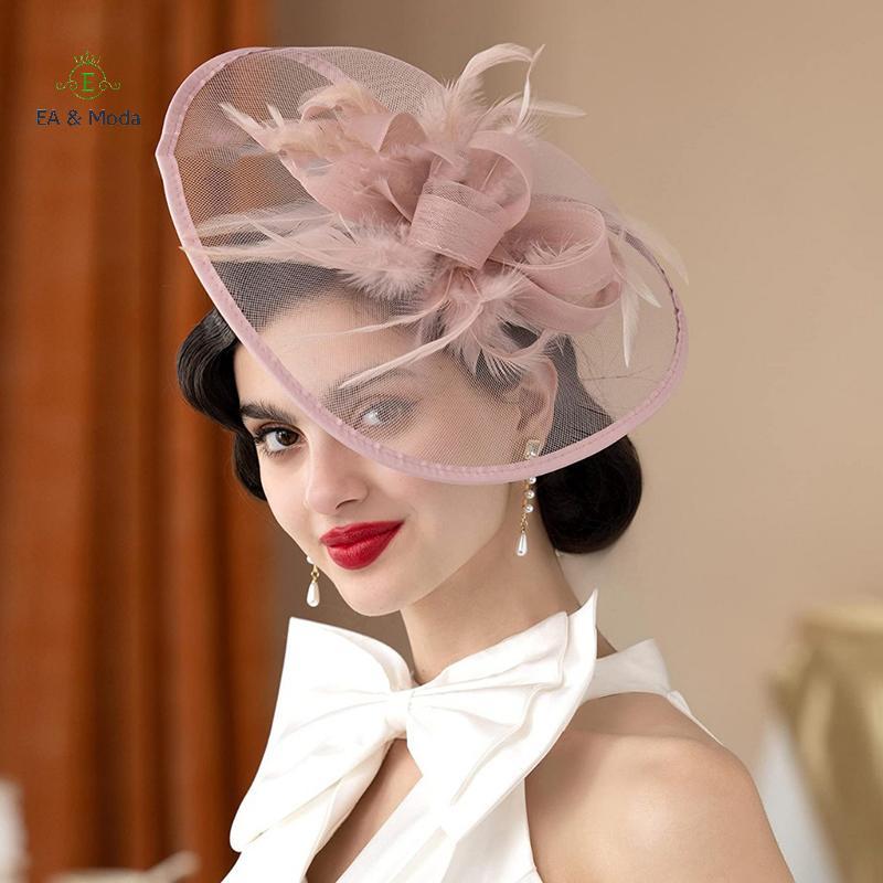EA & Moda Penas Faixa De Cabelo Para Mulheres Fantasia Chá Festa Chapéus Elegante Noiva De Casamento Cocar Maquiagem Bai