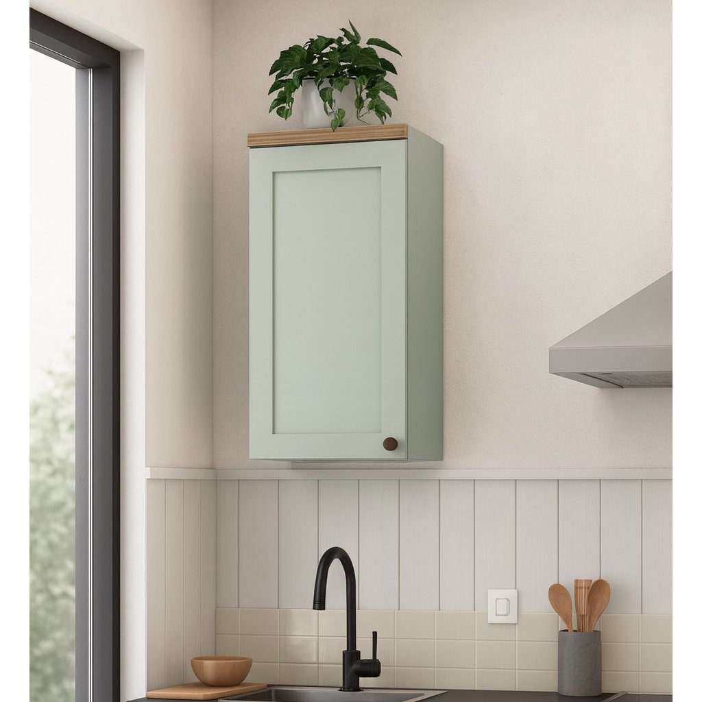 Armário Aéreo para Cozinha 1 Porta Provençal Iluminata Verde/Mint Verde Mint