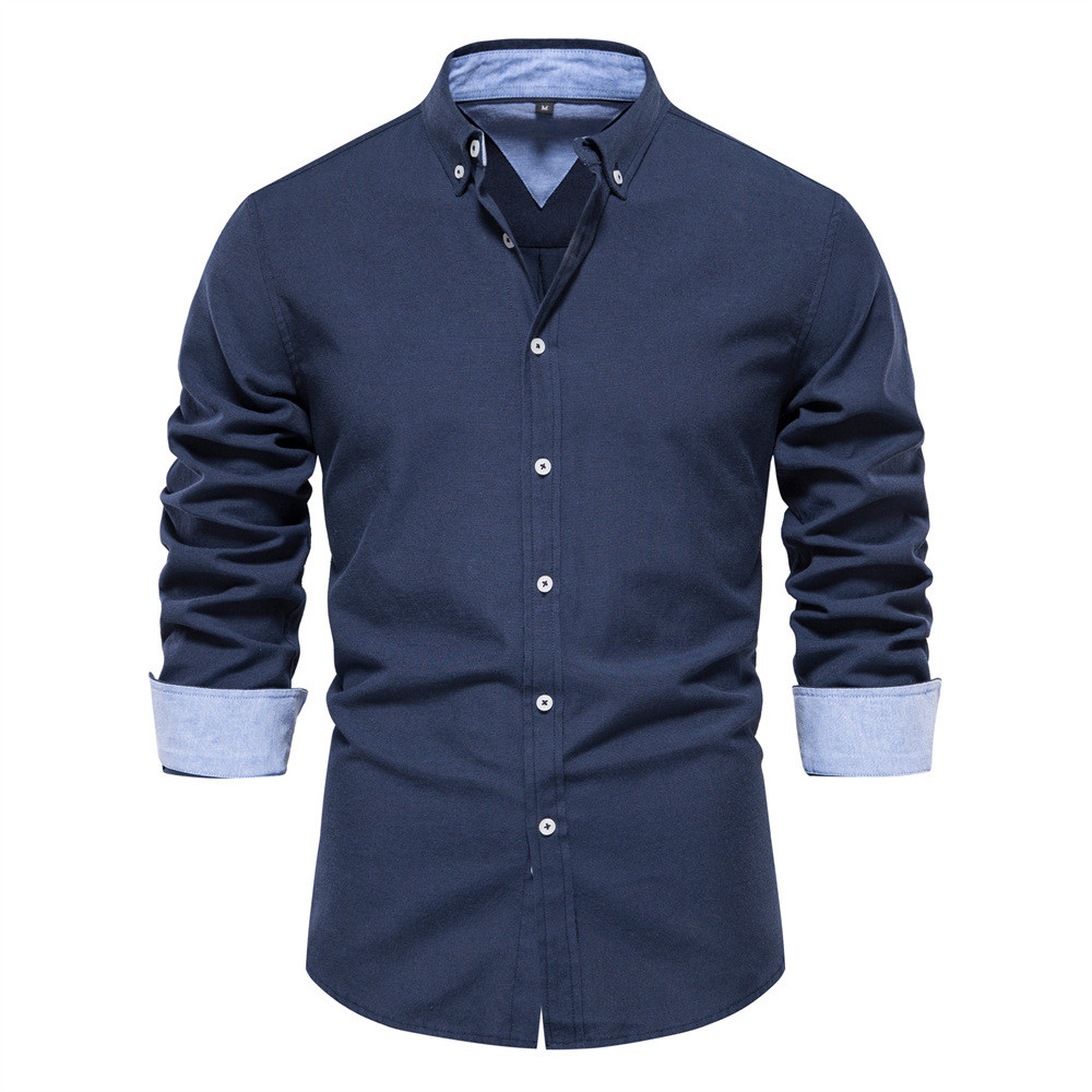 2026 outono novo estilo Cross-Border tamanho europeu magro-ajuste camisa masculina Casual All-Match moda cor sólida mang