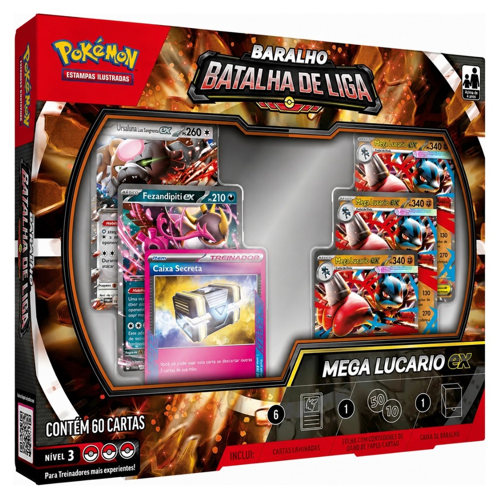 Deck Pokémon Batalha de Liga Mega Lucario Ex com 60 Cartas - Copag