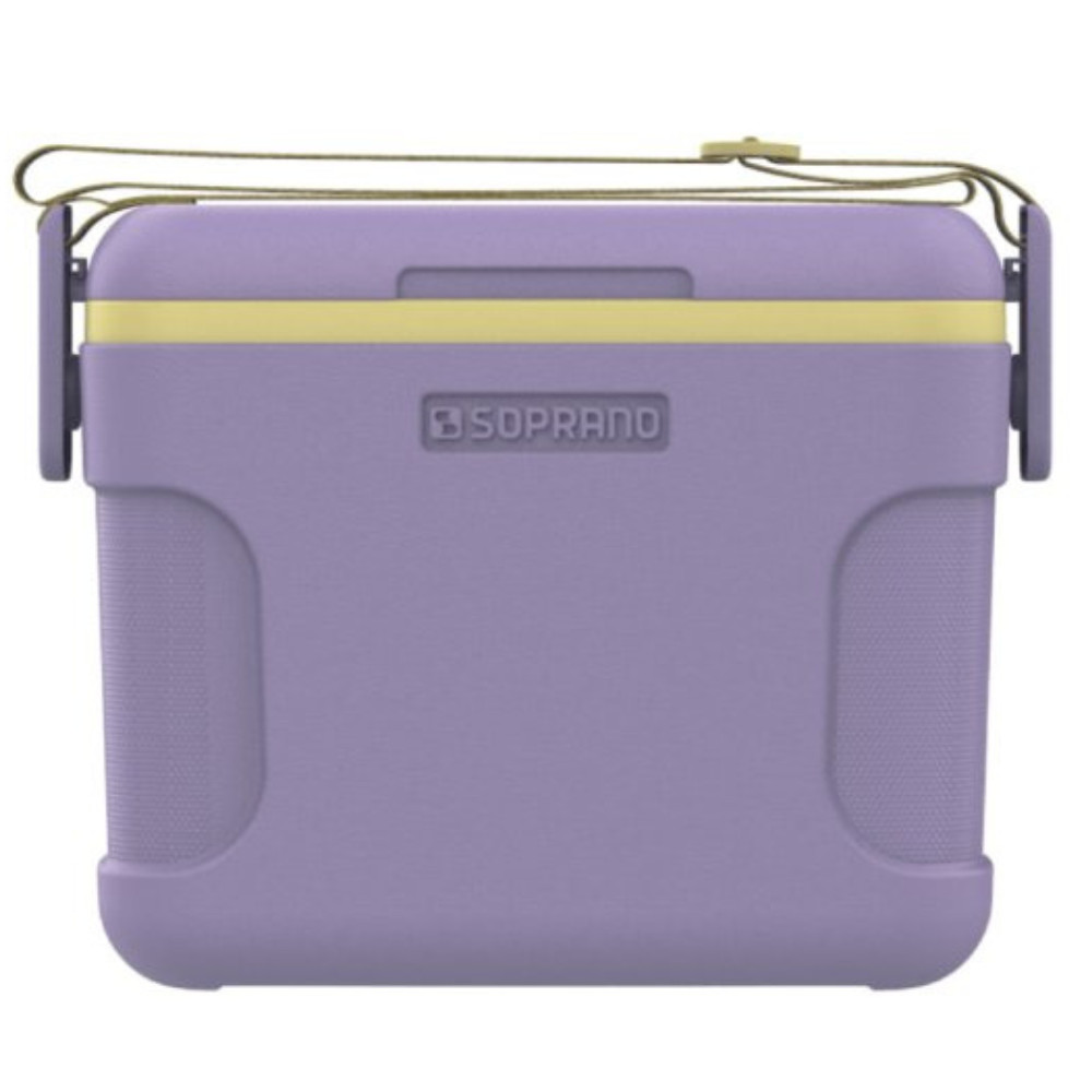 Caixa Térmica Cooler Soprano Sunset 8L Lavender Roxa Com Alça Amarela Porta Copos Conserva 24H