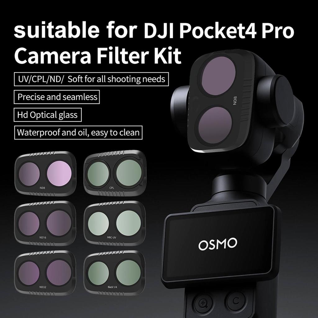 Kit De Filtro Para DJI Pocket 4 Pro , UV CPL ND Black Mist Vidro Óptico Estrutura De Alumínio Multirrevestido , De Lente