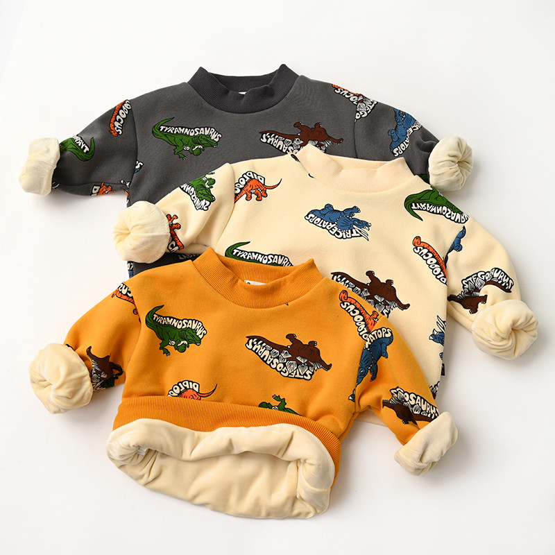 Limpar estoque crianças forro de lã quente coleção superior meninos meninas moletom camiseta camisa de fundo