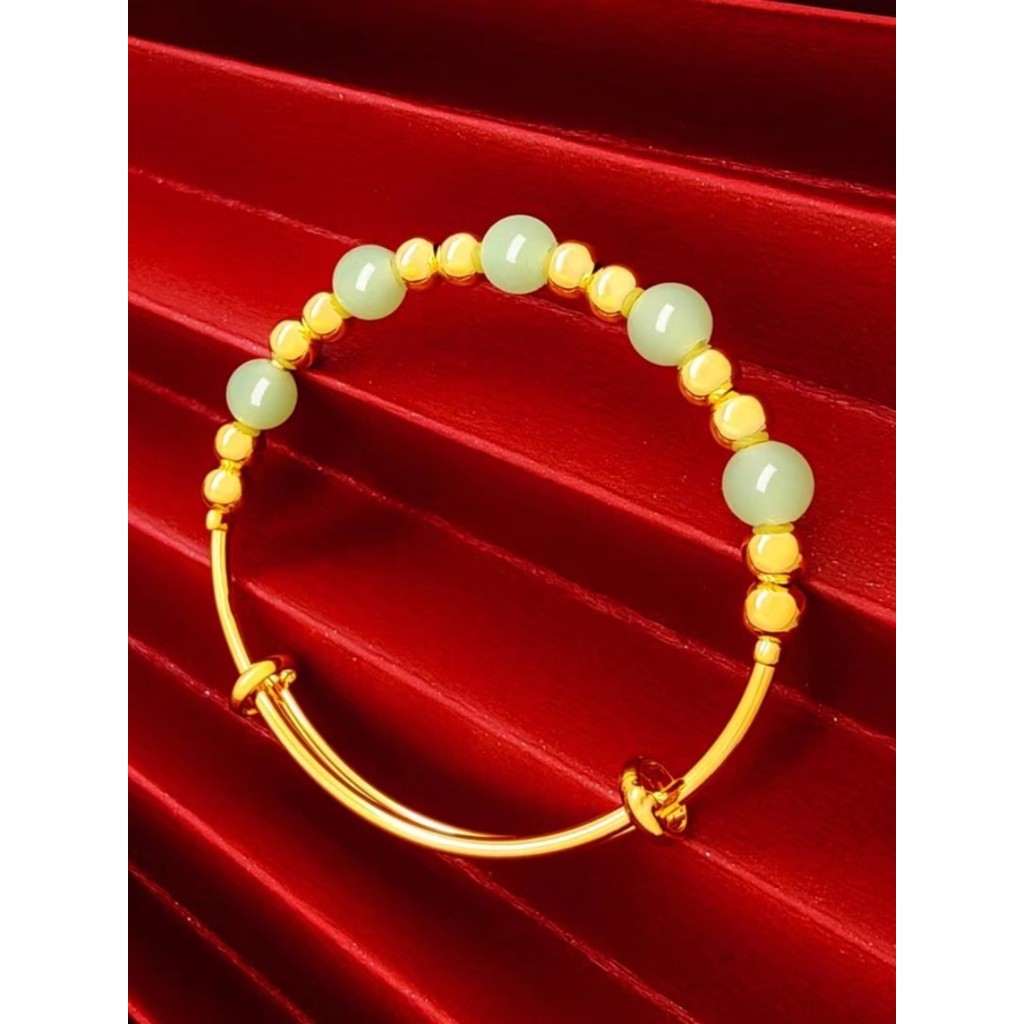 Simulação vietnã areia ouro Jade transferência contas Push-Pull pulseira temperamento moda imitação de ouro banhado a ou