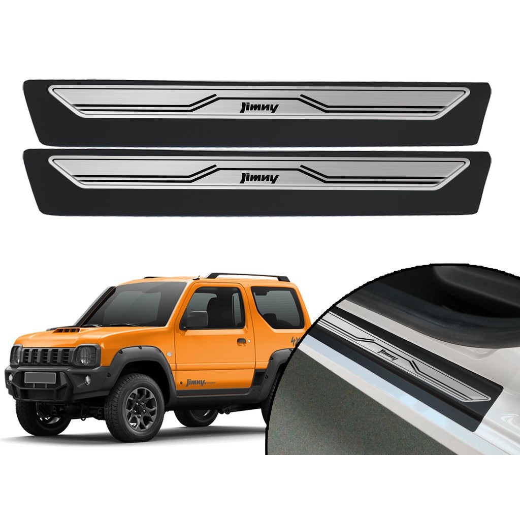 Soleira Resinada Aço Escovado Suzuki Jimny 2009 a 2022 – Jogo Protetor de Portas Durável e Estiloso