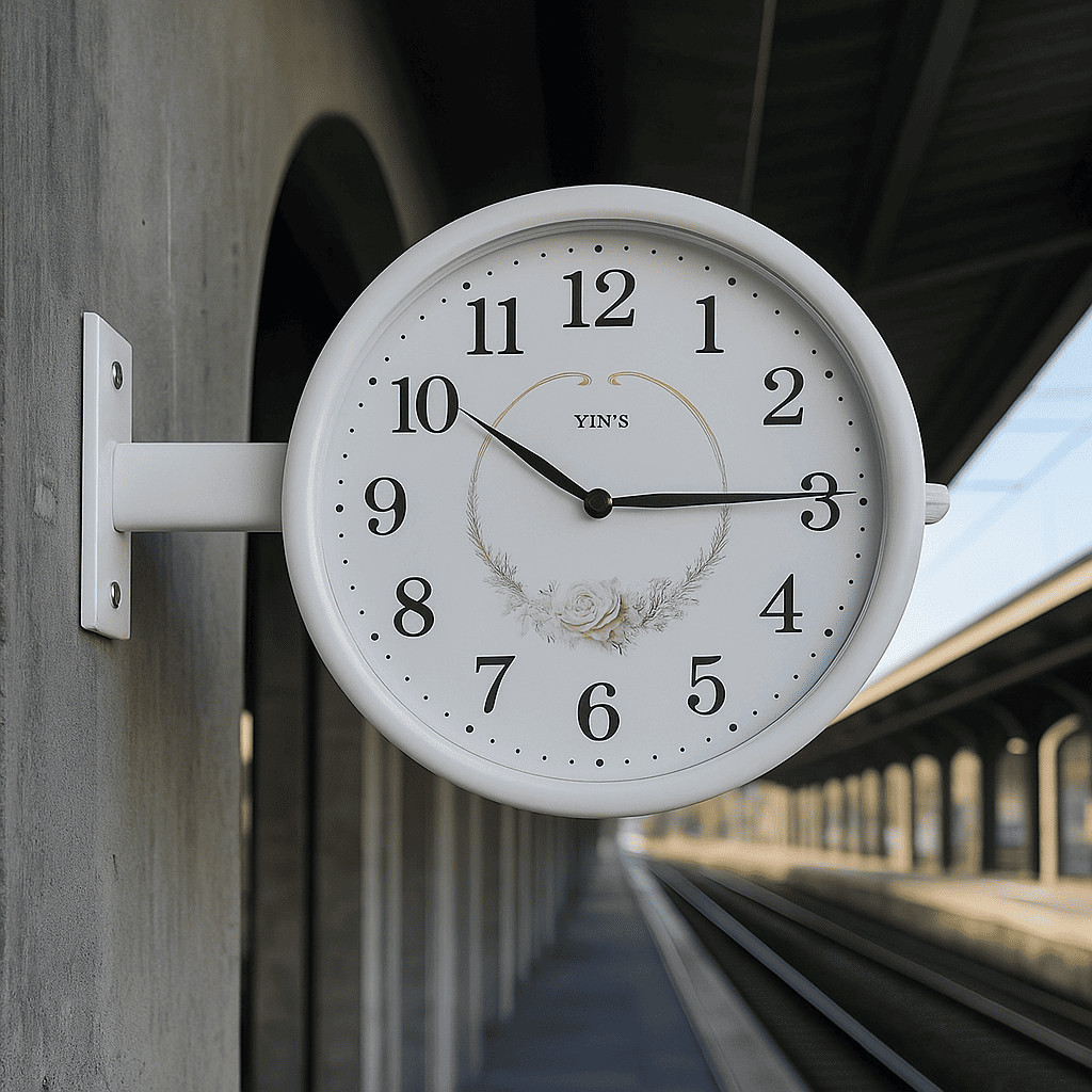 Relógio Parede Dupla Face Vintage Retrô Estação Trem Branco