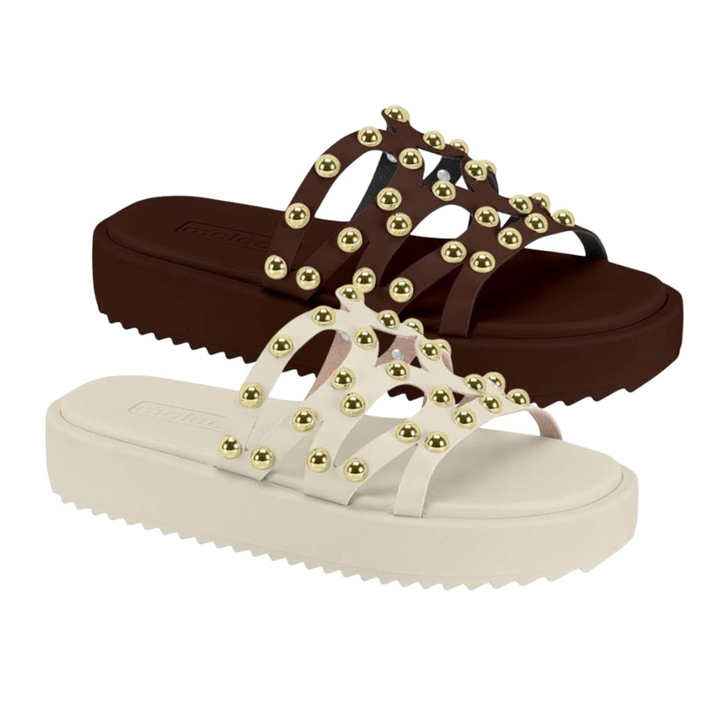 Chinelo Papete Feminino Moleca Tratorada Com Tachas 5489121