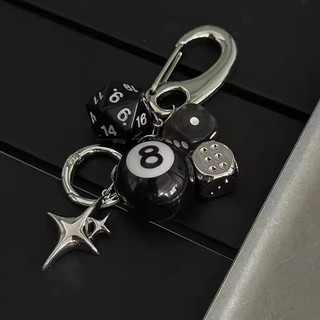 Chaveiro De Dados Góticos-Pingente De Obsidiana Feito À Mão Para Bolsas E Chaves-Acessório De Metal Casal Felpudo Com De