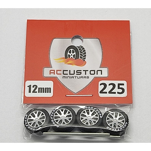 Rodas com pneu de borracha Para Customização de Hot Wheels Matchbox e Miniaturas 1/64  Ac Custon  12 mm modelo 225