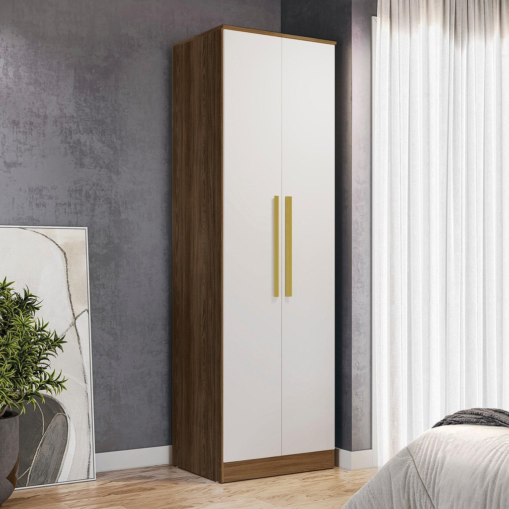 Guarda-Roupa 2 Portas  Kappesberg Adapt Nogueira/Branco em Oferta na Shopee