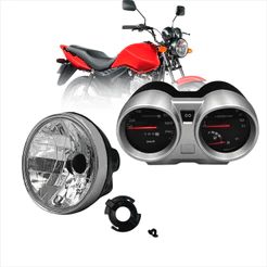 Farol Completo Cg Titan 150 Aro Cromado + Painel Cg Titan 150 Sport 2004 2005 2006 2007 2008 2009 2010 até 2013 Similar