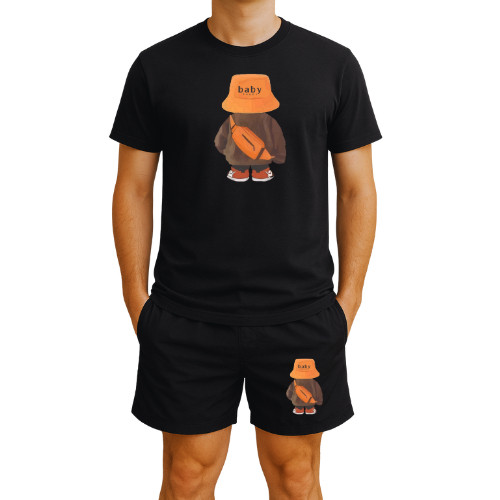 Conjunto camisa e bermuda short masculino urso bear estiloso confortavel