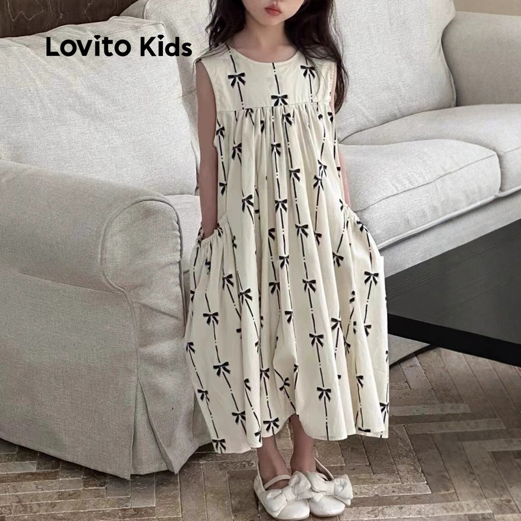 Lovito Kids Vestido Casual de Textura Delicada para Menina Primavera/Verão LNL111205 em Oferta na Shopee
